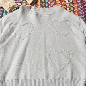 Light Blue Heart Pattern Sweater